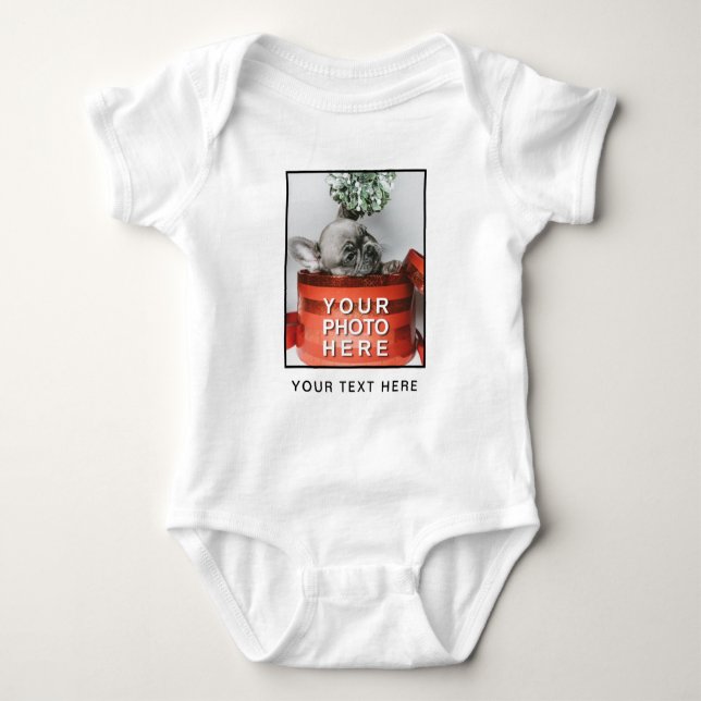 Create Your Own Photo & Custom Text Baby Bodysuit (Front)