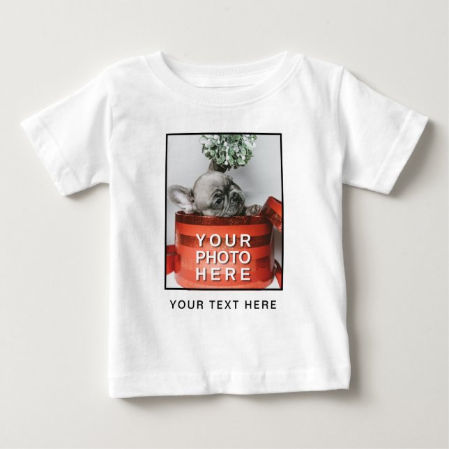 Create Your Own Photo & Custom Text Baby T-Shirt (Front)