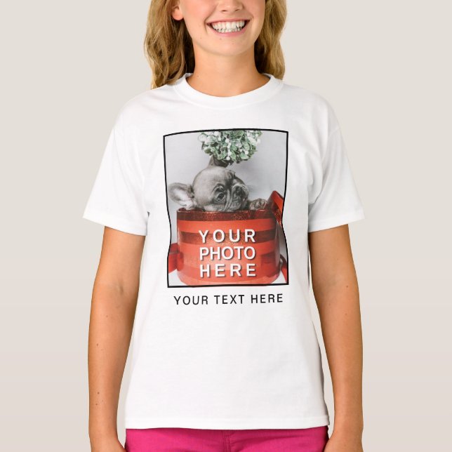 Create Your Own Photo & Custom Text T-Shirt (Front)