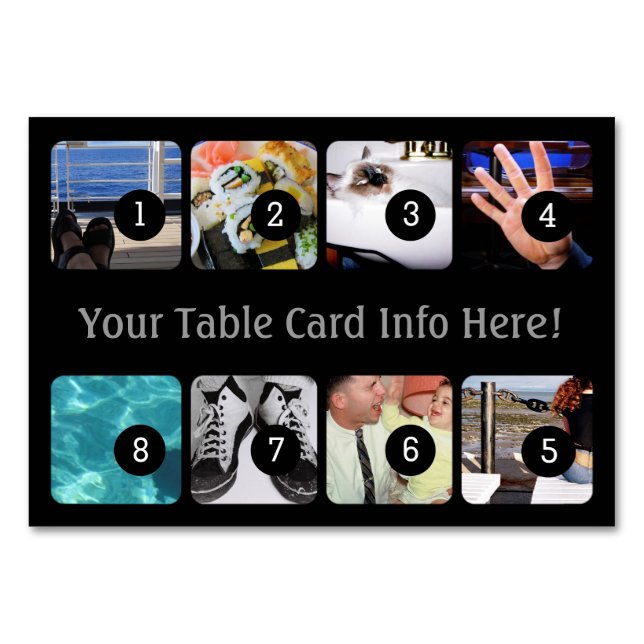 Create Your Own Photo Display 8 images Table Number (Front)