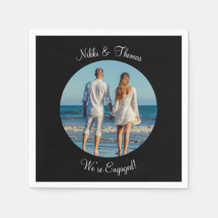 Create Your Own Photo Engagement Name Couple Napkin
