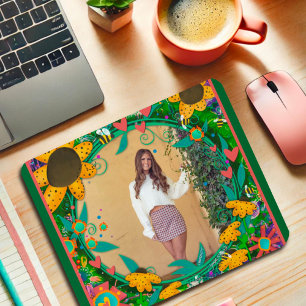 Create Your Own Photo Girly Floral Heart Elegant   Mouse Pad