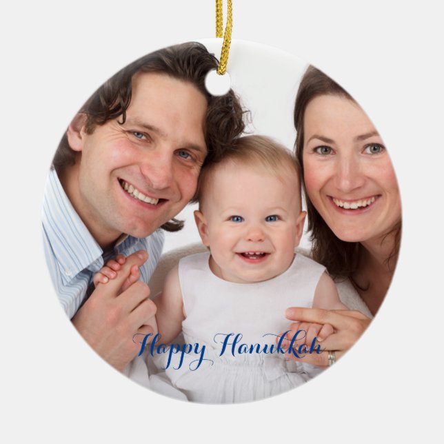 Create Your Own Photo Hanukkah Ceramic Tree Decoration (Front)