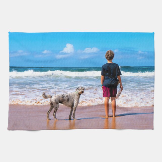 Create Your Own Photo Kitchen Towel with Pet (Horizontal)