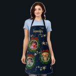 Create your own photo Merry Christmas monogrammed Apron<br><div class="desc">Create your own photo christmas apron.
You can add your own photos and name to personalise.</div>