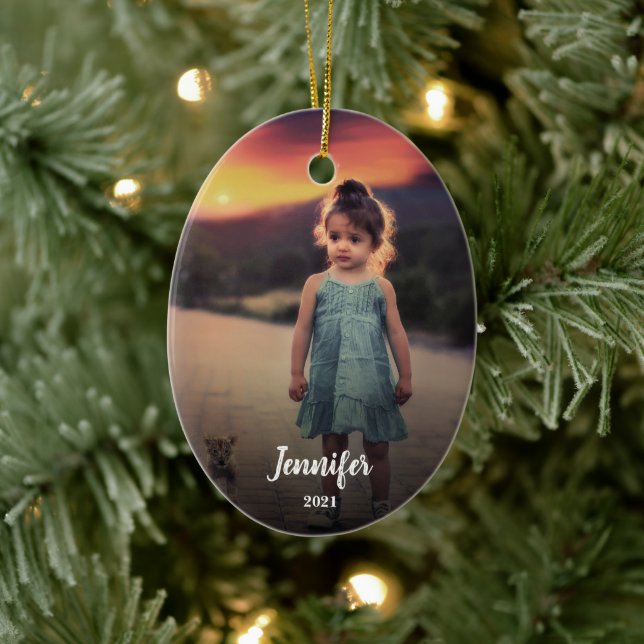Create your own photo monogram name holiday ceramic tree decoration (Tree)