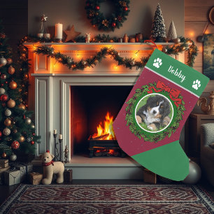 Create your own photo monogrammed christmas dog small christmas stocking