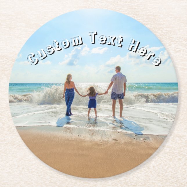 Create Your Own Photo Paper Coaster Custom Text (Front)