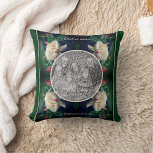 Create Your Own Photo Peach Rose And Buds Frame  Cushion