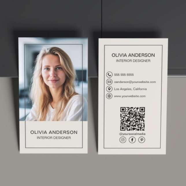 Create Your Own Photo QR Social Media Professional Business Card (Create your own custom photo, QR, social media icons professional Business Card by MINTIC STUDIO)
