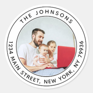 Create Your Own Photo Round Return Address Classic Round Sticker