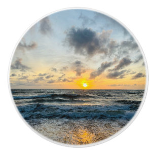 Create Your Own Photo Simple beach sunrise Ceramic Knob