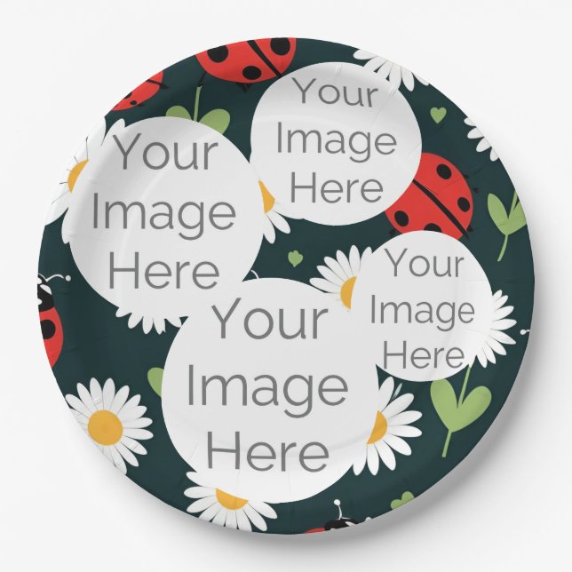 create your own photo text ladybug ladybird paper plate (Front)