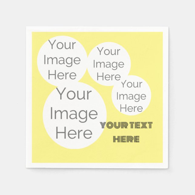 create your own photo text napkin in yellow (Front)