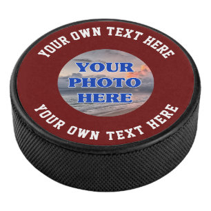 Create Your Own Photo Text Personalised Hockey Puc Hockey Puck