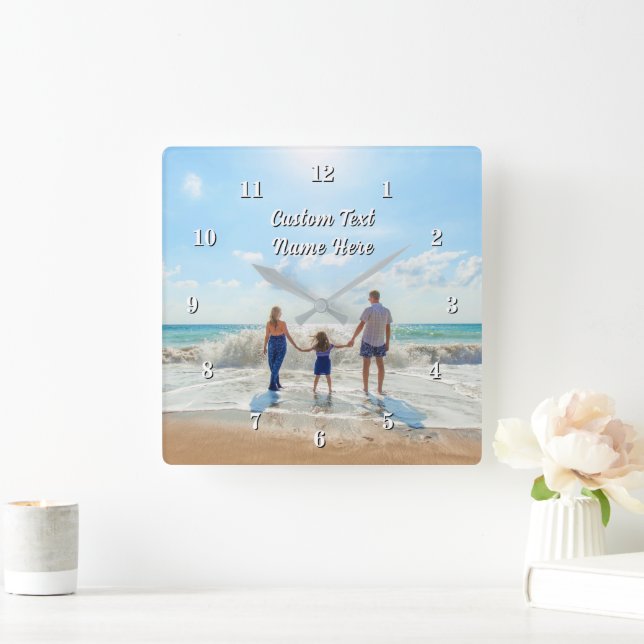 Create Your Own Photo Wall Clock Gift Custom Text (Home)