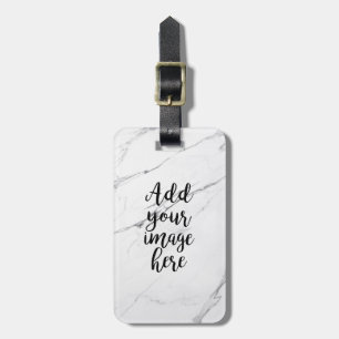 Create Your Own Photo White Marble luggage tag