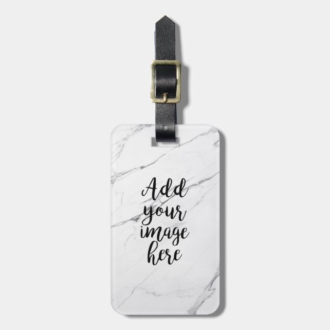 Create Your Own Photo White Marble luggage tag (Front Vertical)