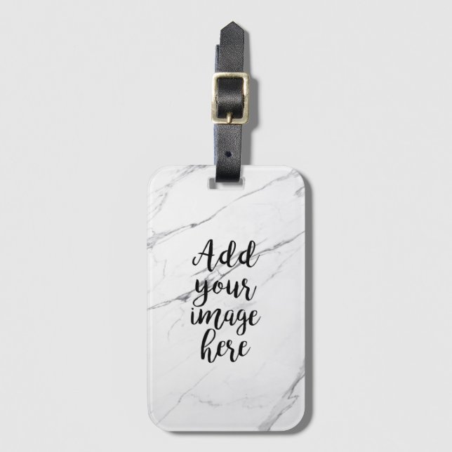 Create Your Own Photo White Marble luggage tag (Front Vertical)