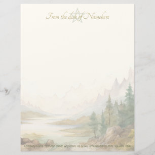 Create Your Own Pine Forest Lake Scenic Floral Custom Letterhead