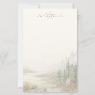 Create Your Own Pine Forest Lake Scenic Floral Stationery