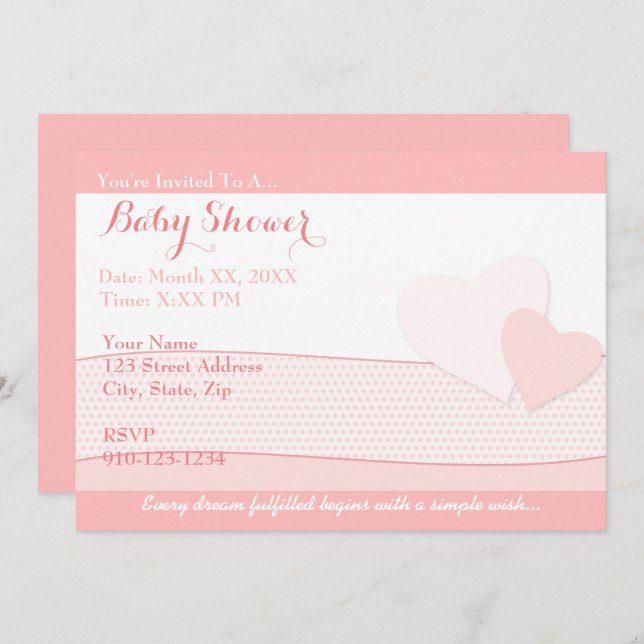 Create Your Own Pink Baby Shower Invitation (Front/Back)