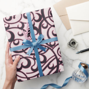 Create Your Own Pink & Black Filigree Pattern Wrapping Paper