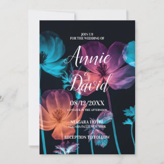 Create Your Own Pink & Blue X-Ray Flowers Wedding Invitation