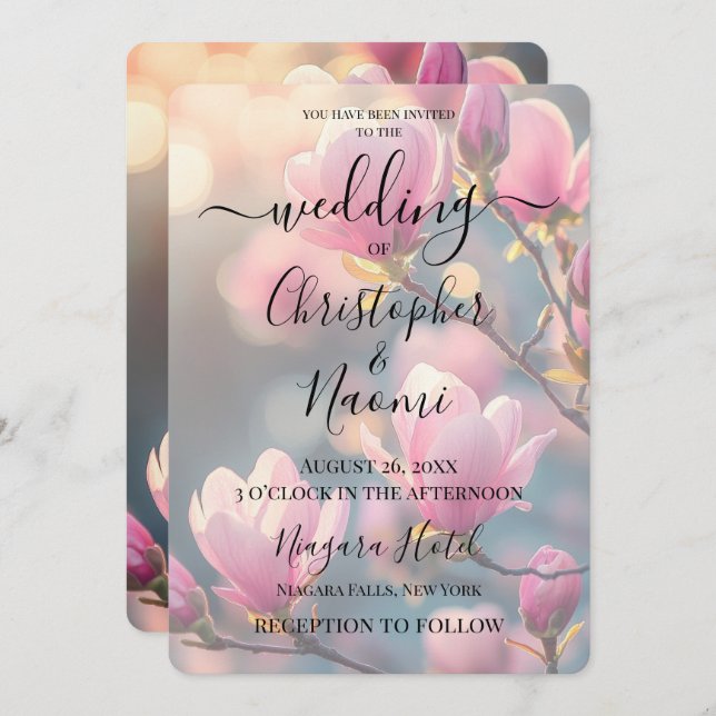 Create Your Own Pink Budding Flowers Invitation (Front/Back)