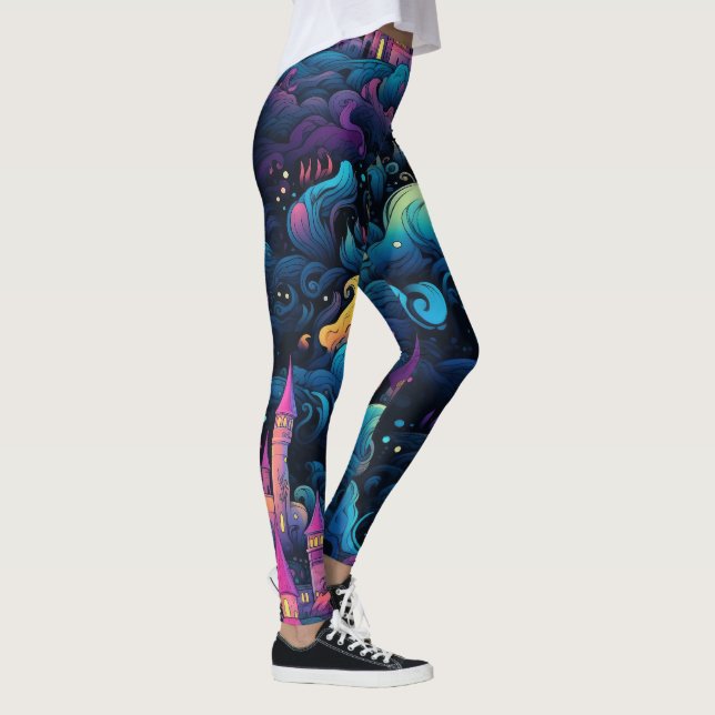 Create Your Own Pink Castle Fairy Kingdom Blue Leggings (Right)