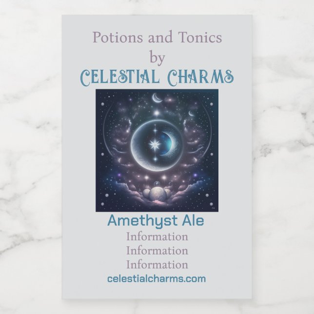 Create Your Own Pink Clouds & Silver Moon  Wine Label (Single Label)