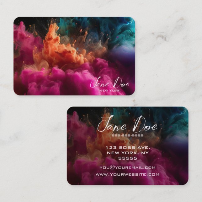 Create Your Own Pink Colour Clouds Business Card (Front/Back)