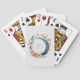 Create Your Own Pink & Gold Floral Moon Playing Cards