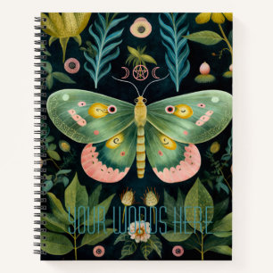 Create Your Own Pink Green Floral Garden Moth Notebook