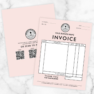 Create Your Own Pink Invoice with QR Code Logo Custom Letterhead