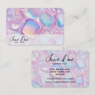 Create Your Own Pink Iridescent Square Stones Business Card