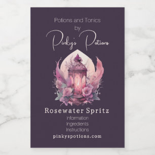 Create Your Own Pink Lantern & Roses Apothecary  Food Label