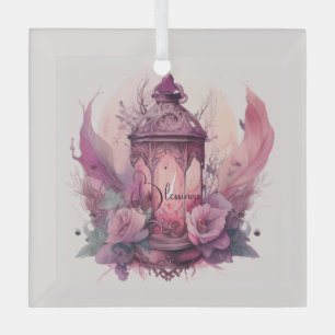 Create Your Own Pink Lantern & Roses Glass Tree Decoration
