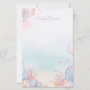 Create Your Own Pink Mermaid Tail Sea Shells Stationery
