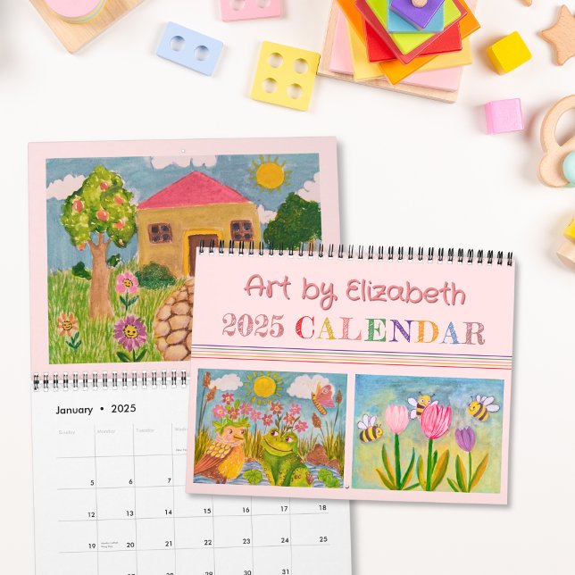 Create Your Own Pink My Kid's Art Calendar 2025  (Pink Kids Art 2025 Calendar)
