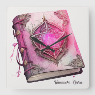 Create Your Own Pink Pentacle Flowers Square Wall Clock