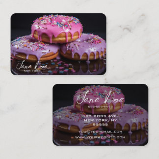 Create Your Own Pink & Purple Sprinkle Doughnuts Business Card