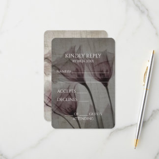 Create Your Own Pink Sepia X-Ray Vintage Flowers RSVP Card