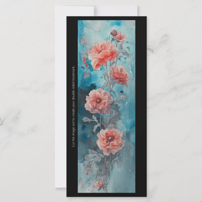 Create Your Own Pink Tea Roses Bookmark Card (Front)