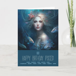 Create Your Own Pisces Sun Sign Zodiac Goddess Holiday Card