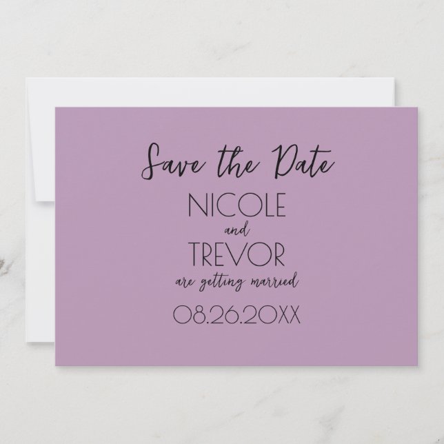 Create Your Own - Plain Light Mauve Minimalist Save The Date (Front)