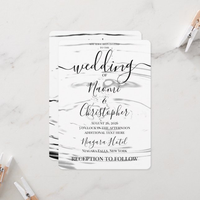 Create Your Own Pool Water Drops Wedding Invitation (Front/Back In Situ)