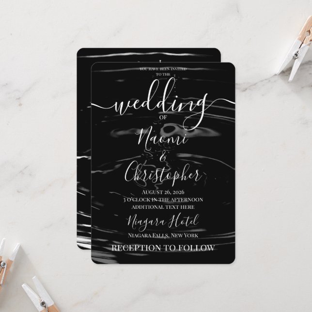 Create Your Own Pool Water Drops Wedding Invitation (Front/Back In Situ)