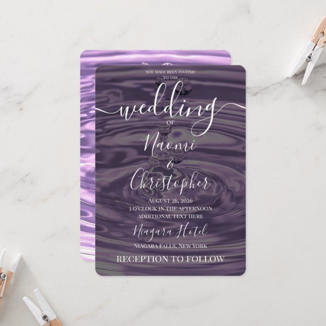 Create Your Own Pool Water Drops Wedding Invitation (Front/Back In Situ)