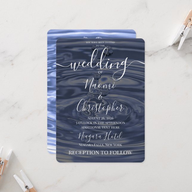 Create Your Own Pool Water Drops Wedding Invitation (Front/Back In Situ)
